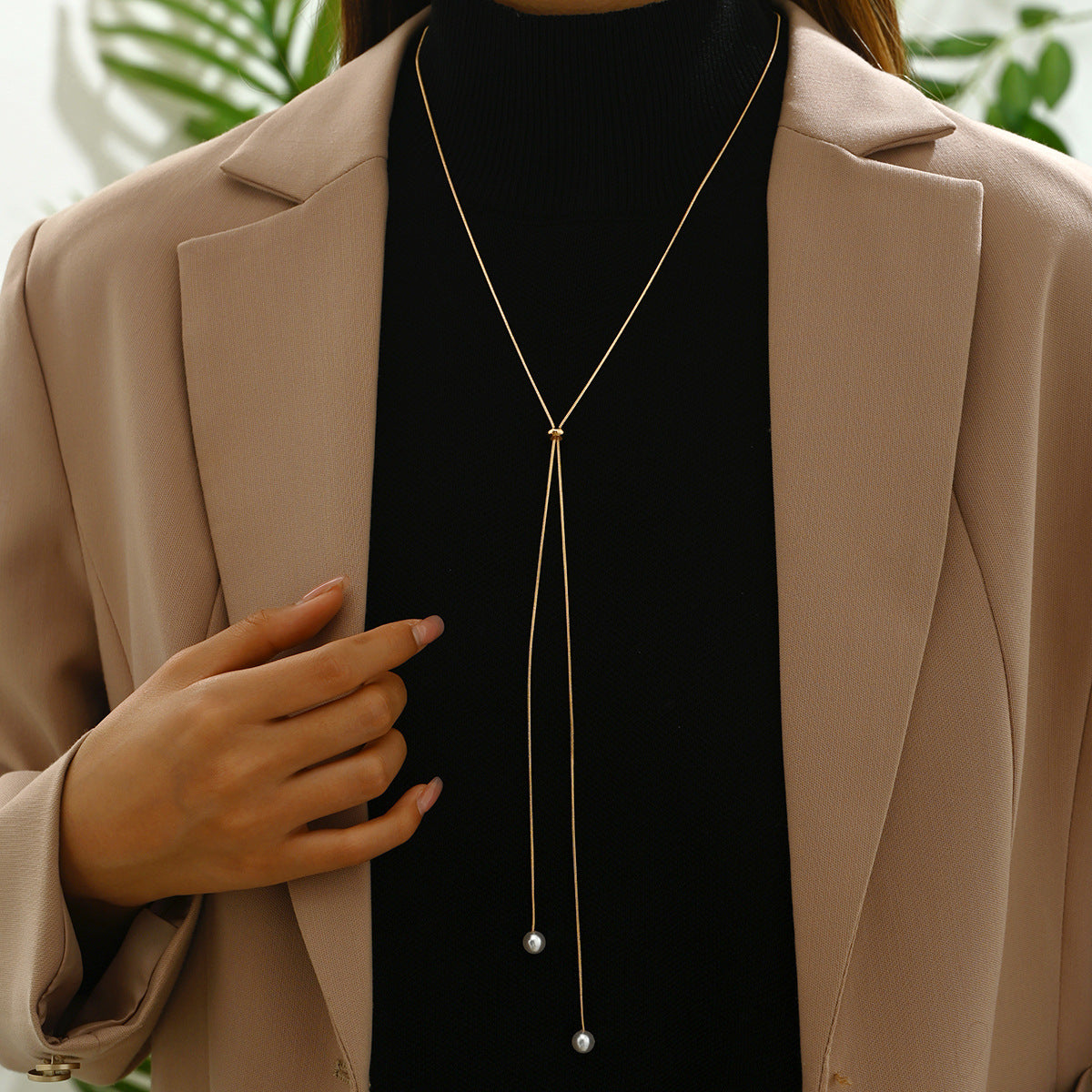 Wholesale long tassel pull-out adjustable necklace