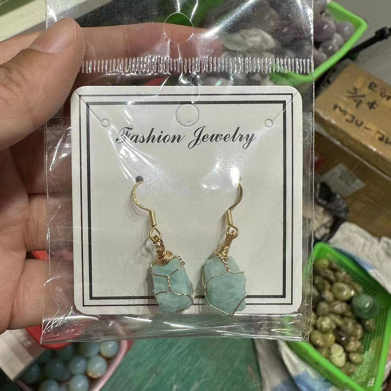 Wholesale Natural Crystal Irregular Rough Stone Handmade 18K Gold Wire Wound Citrine Earrings ACC-ES-XiuK001