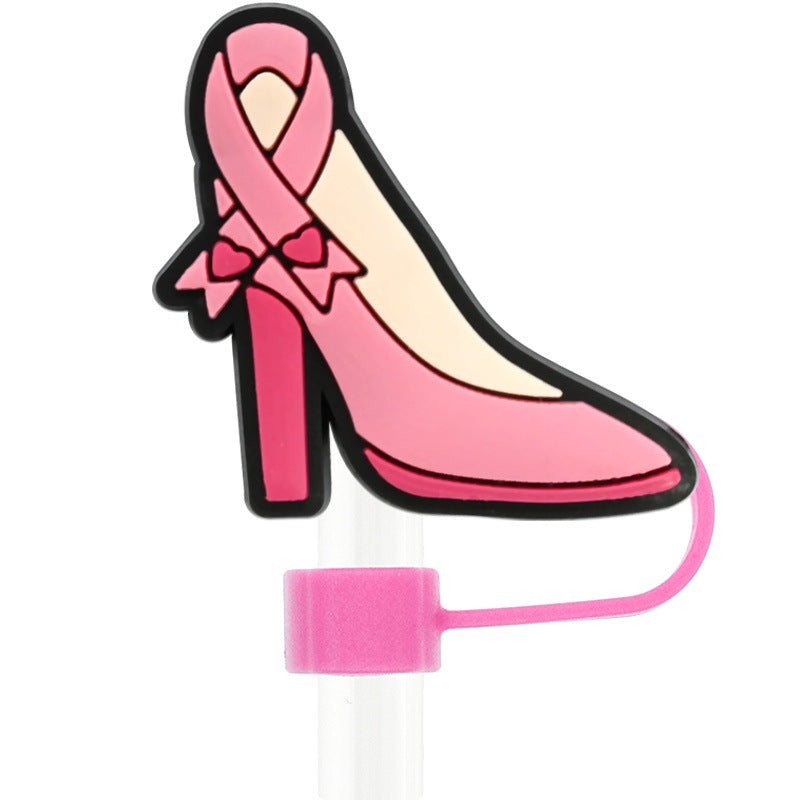 Wholesale Random 100pcs Pink Theme 10mm PVC Soft Straw Tube Cap  ACC-SCR-RYY112