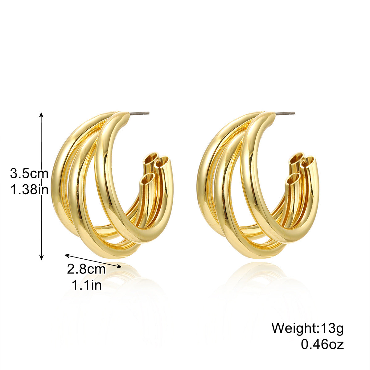 Wholesale Exaggerated Advanced Sense Metal Earrings Golden Retro Circle Water Drop Earrings