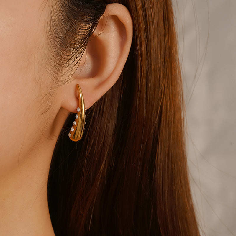 Wholesale Stainless steel 18K gold teardrop earrings