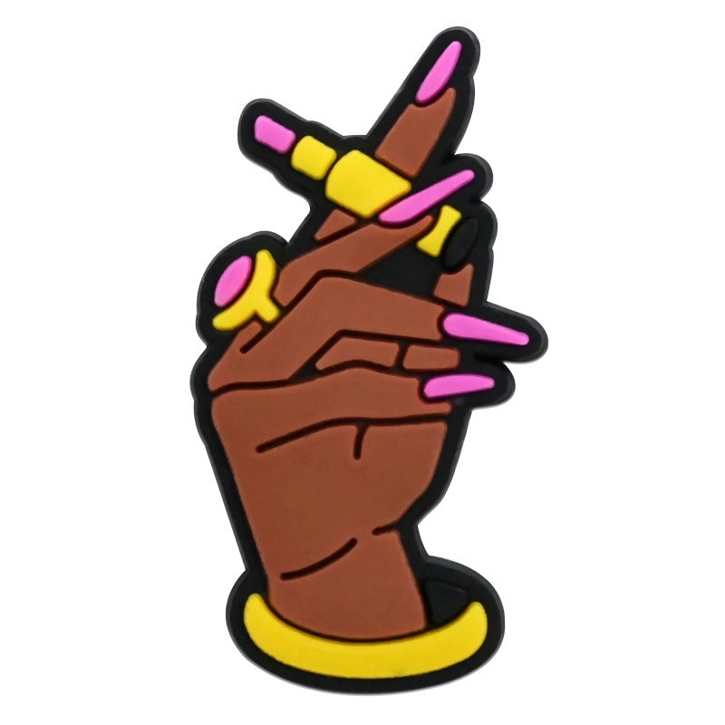 Wholesale Random 100pcs Black Girl Series  PVC Soft Rubber Shoe Buckle Decoration