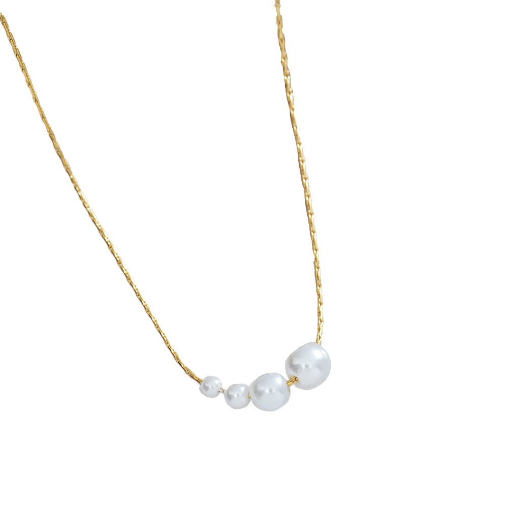 Wholesale Korean Simple Pearl Necklace Gold-Plated Titanium Steel Fashion Accessory for Boutique Resale