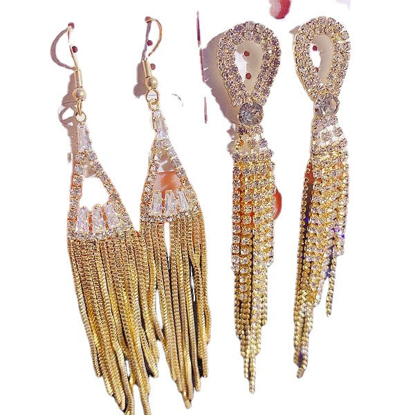 Wholesale Random Color 10pcs Long Copper Tassel Earrings ACC-ES-Pabo006