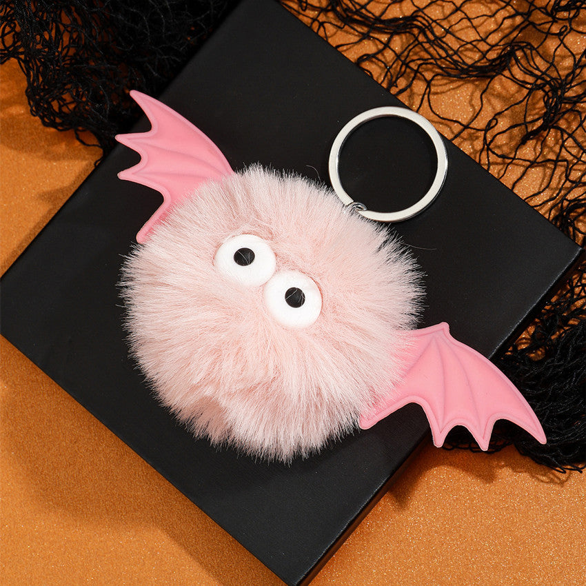 Wholesale Cartoon Bat Fur Ball Keychain,  Purple Silicone Bag Charm,  Cute Monster Elf Key Ring for Gift and Resale