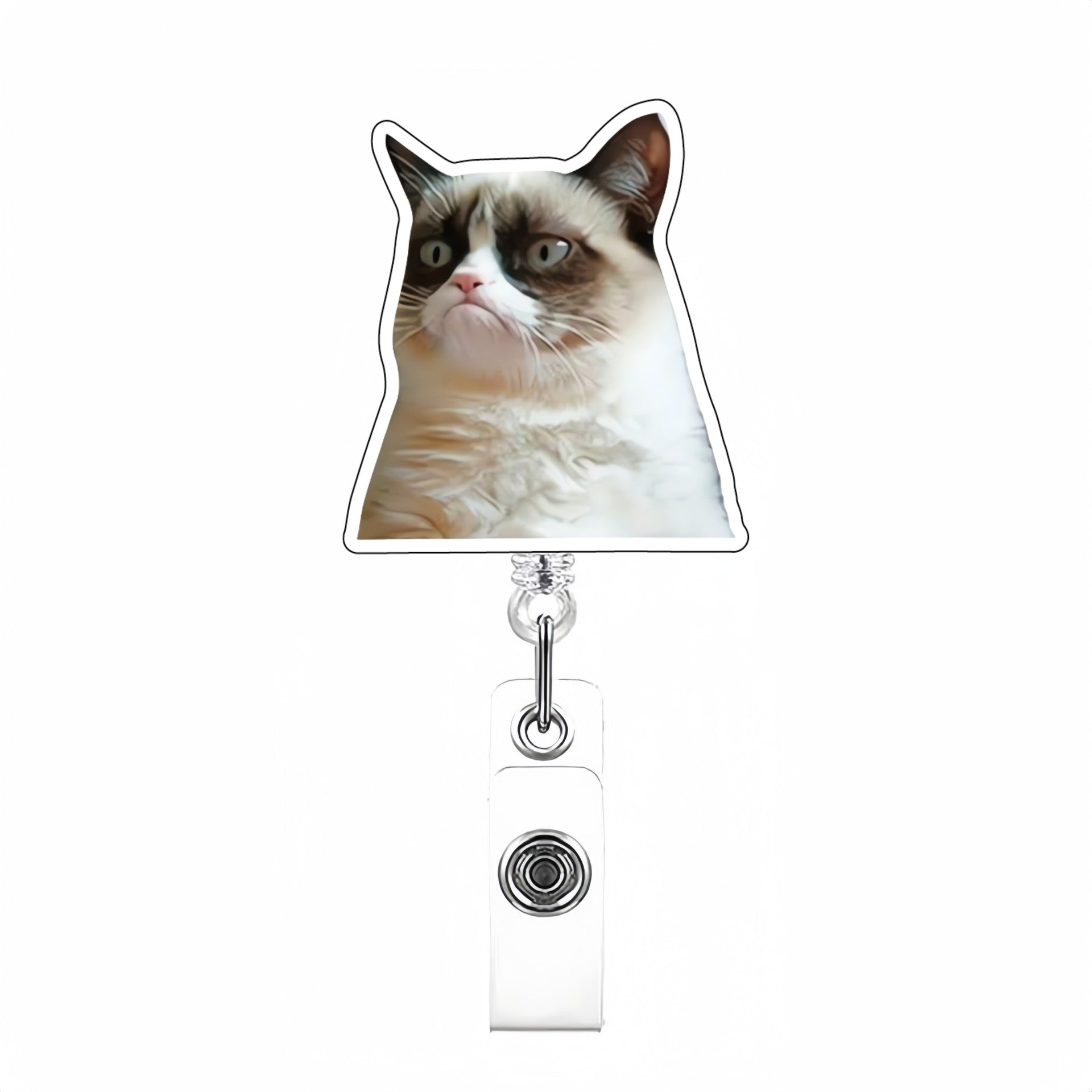 Wholesale Cute Cat Acrylic Retractable Rotating Badge Keychain