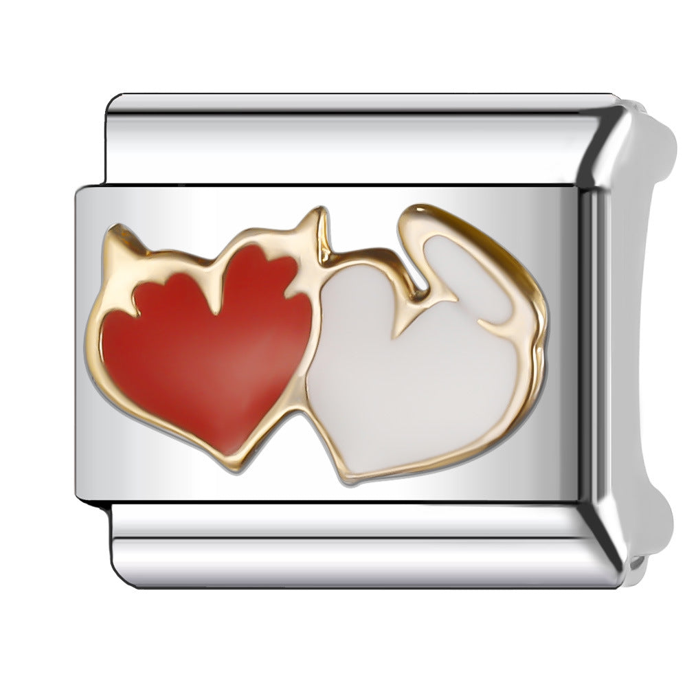 Wholesale Italian Charm Bracelet 9mm DIY Splicing Red Series Stainless Steel Composable Bracelet