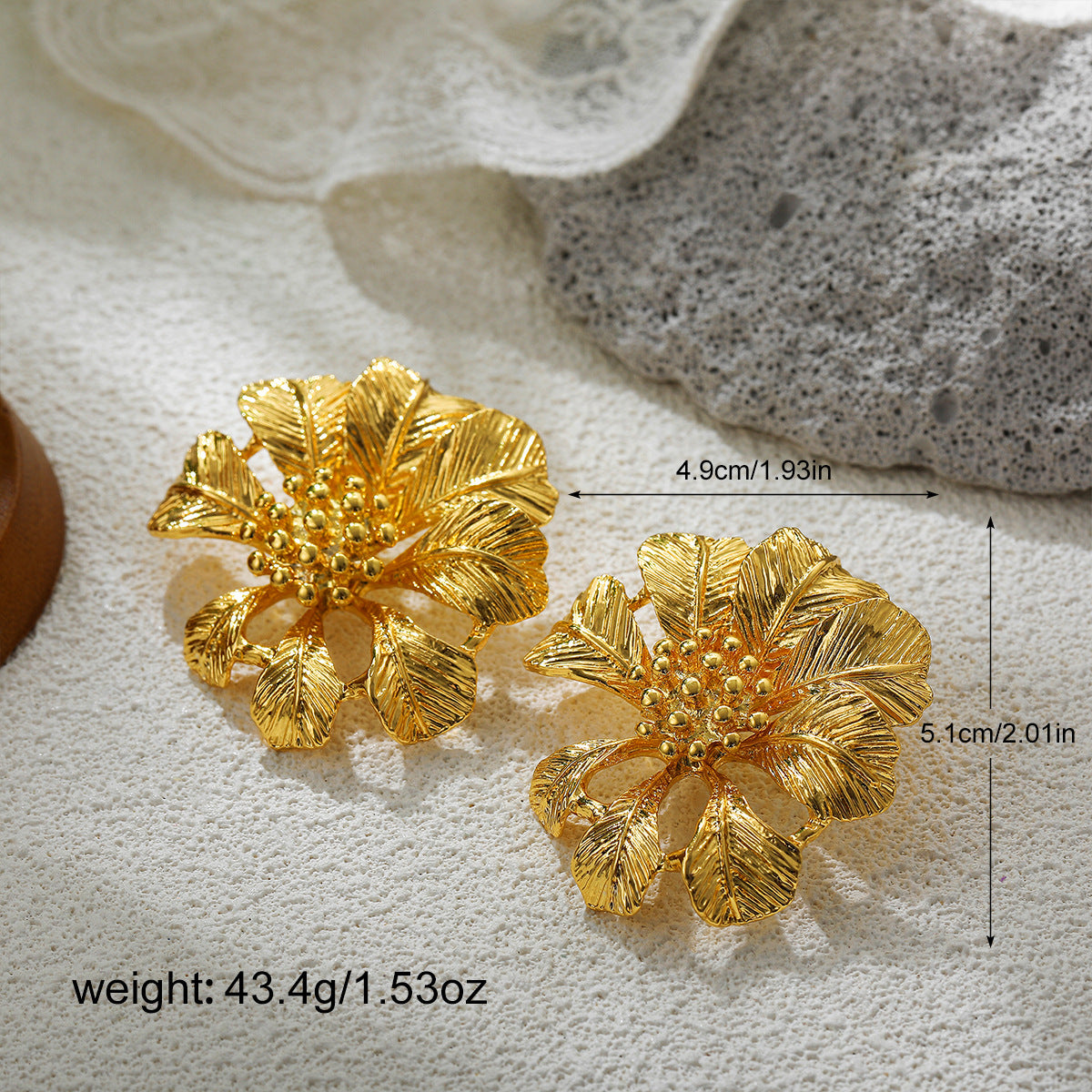 Wholesale 18K gold sunflower retro earrings