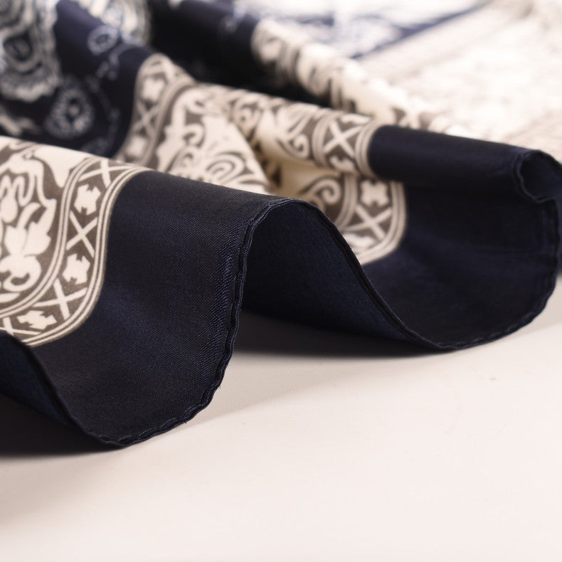 Wholesale  90 Printed Satin Large Square Scarf Two-Color Cashew Silk Scarf