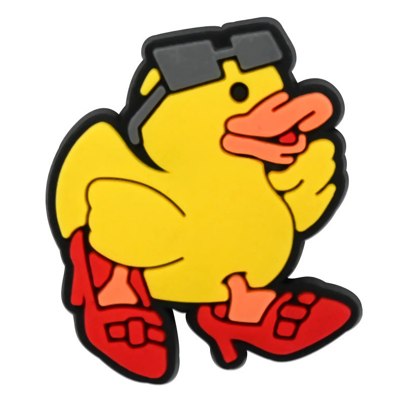 Wholesale Random 100pcs Cute Little Yellow Duck  PVC Soft Rubber Shoe Buckle Decoration