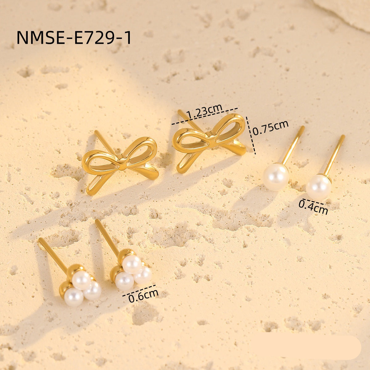Wholesale light luxury  bow pearl stainless steel earrings