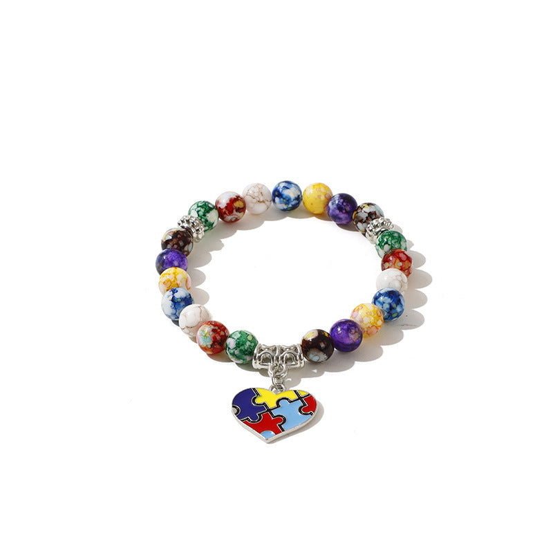 Wholesale colorful beads natural agate stone colorful acrylic bracelet
