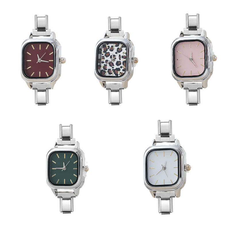 Wholesale Cross-Border New Italian Modular Watch Head Accessories DIY Jewelry Quartz Watch Versatile and Simple for Students