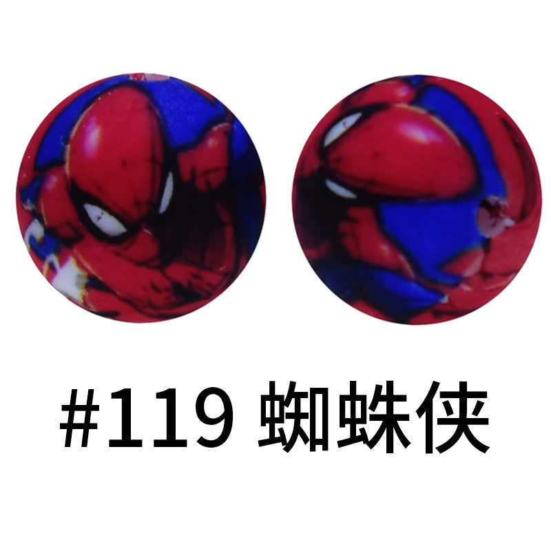 Wholesale 50pcs 15mm Western Style Leopard Skull Color Aztec Printed Silicone Balls Beads ACC-BDS-HeSheng008