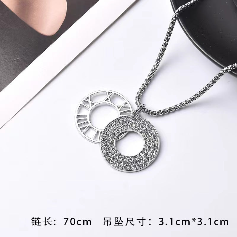 Wholesale Vintage Dot Diamond Circle Long Necklace