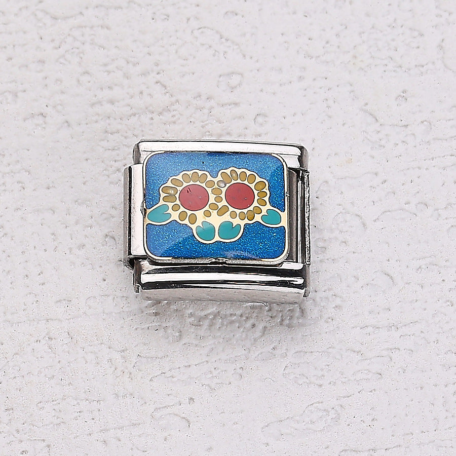 Wholesale 10pcs Italian Charm Bracelet 9mm DIY Splicing Cherry Paper Plane Stainless Steel Composable Bracelet