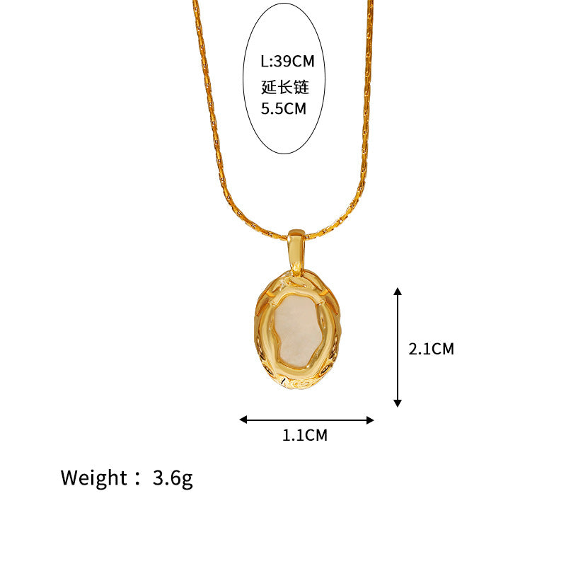 Wholesale  simple daily irregular white shell necklace stainless steel plated 18k color retaining clavicle chain