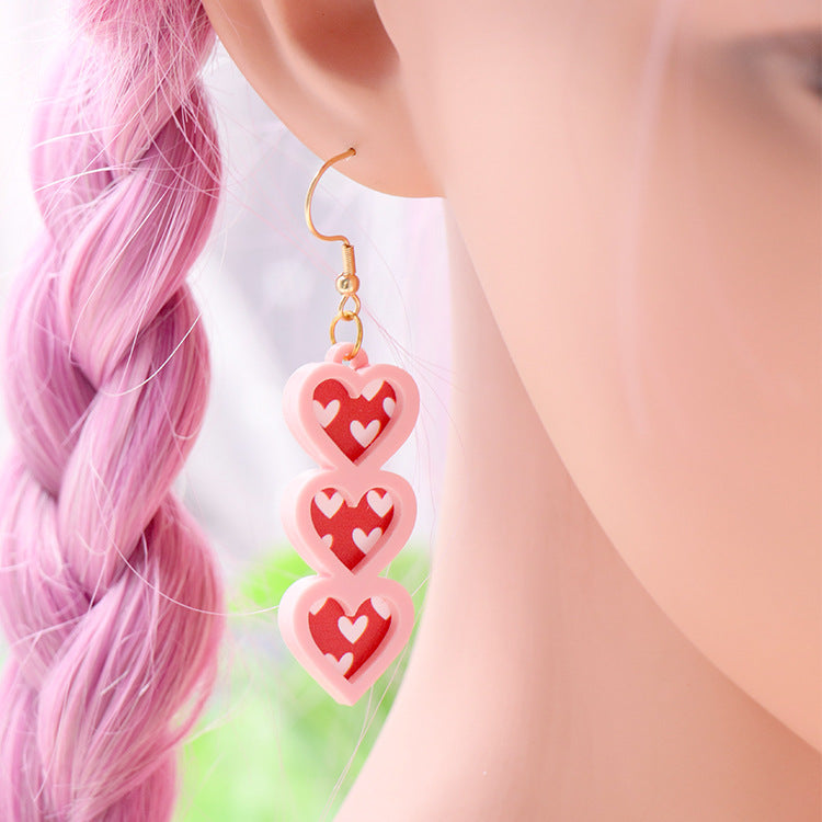 Wholesale 5pcs Valentine's Day Autumn/Winter Pink Love Acrylic Earrings ACC-ES-XiaoYan031