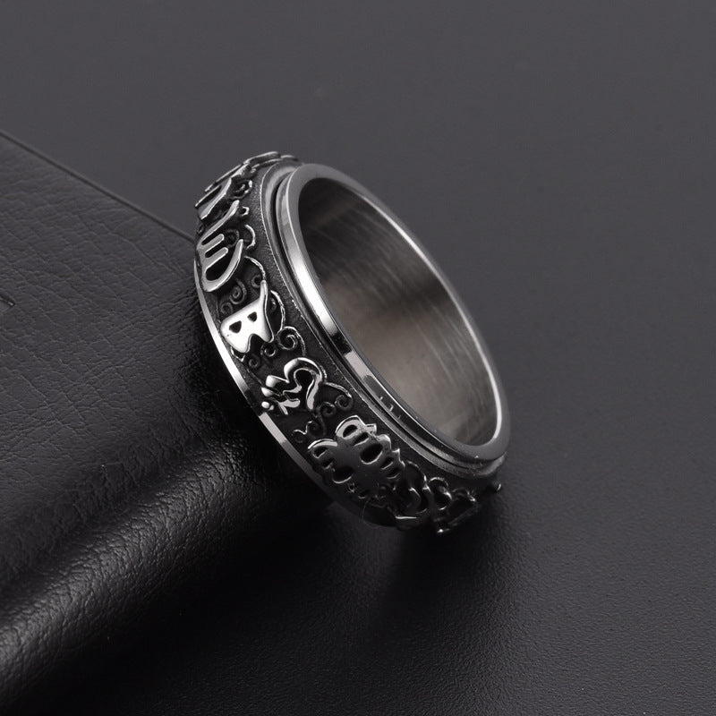 Anello coraggioso girevole a sei caratteri in acciaio inossidabile all'ingrosso