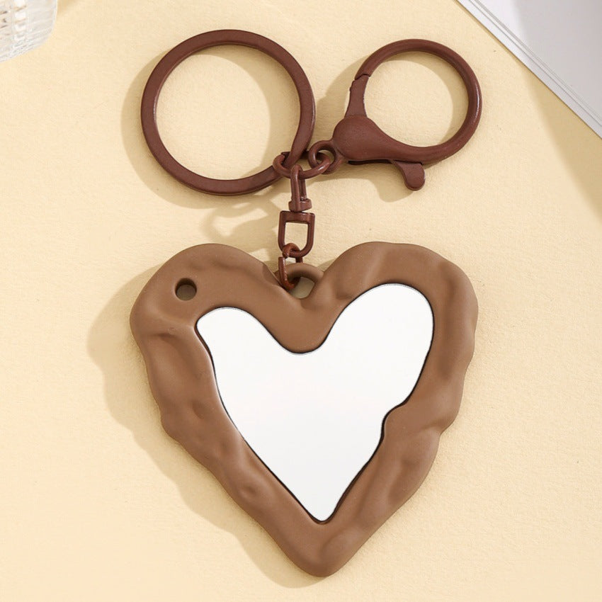 Wholesale sweet and cool acrylic heart mirror keychain pendant