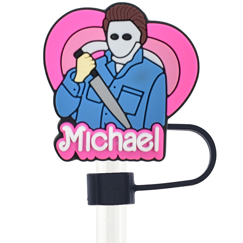 Wholesale Random 100pcs Halloween 10mm PVC Soft Straw Tube Cap ACC-SCR-RYY073