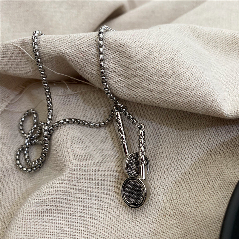 Wholesale Trendy Hip Hop Headphone Pendant Necklace Retro Street Style Alloy Music Jewelry Gift Boutique Resale Accessory