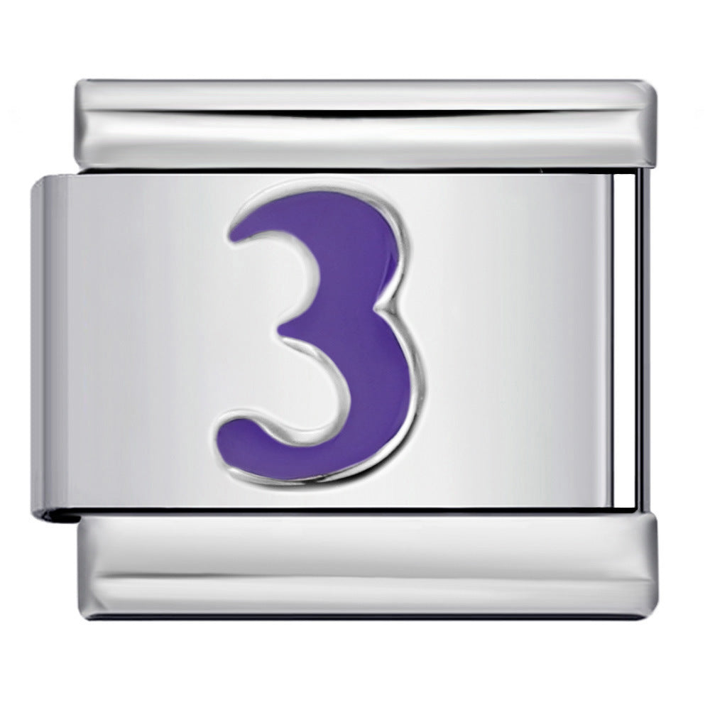 Wholesale 5pcs Italian Charm Bracelet 9mm DIY Splicing Colored Titanium Number Stainless Steel Composable Bracelet