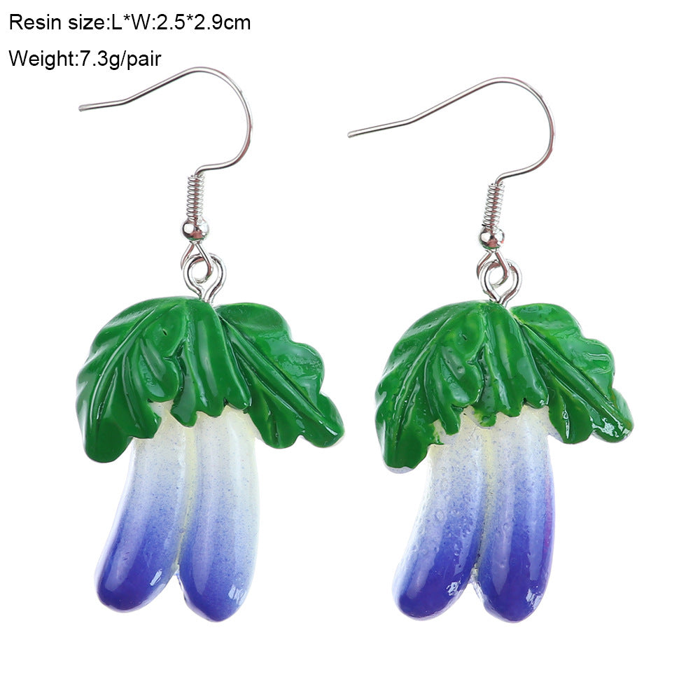 Wholesale  Fun  Vegetable Cucumber Eggplant Green Pepper Earrings
