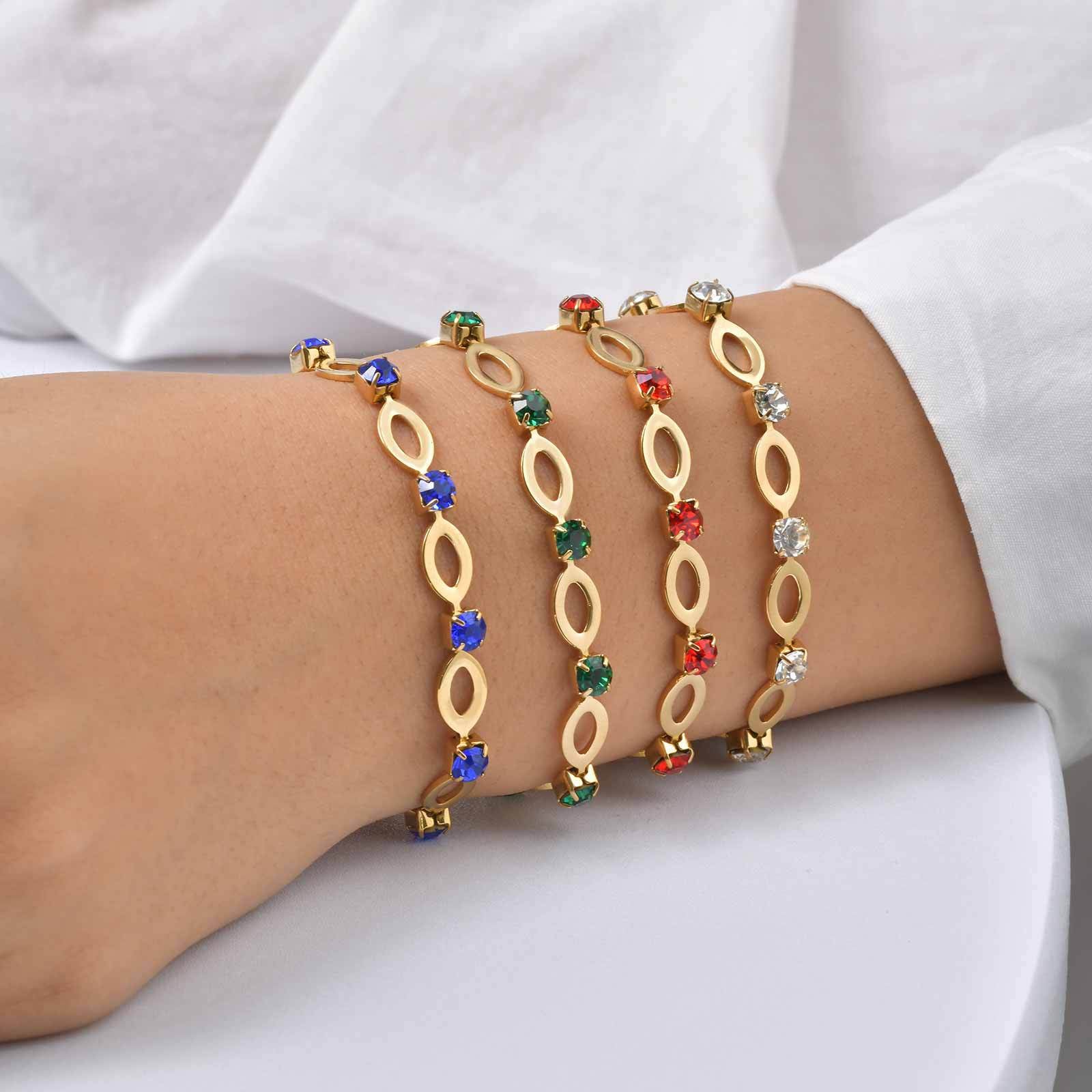 Wholesale Women S Stainless Steel Rhinestone Hollow Oval Handmade Bracelet Sparkly Jewelry Accessory For Everyday Wear