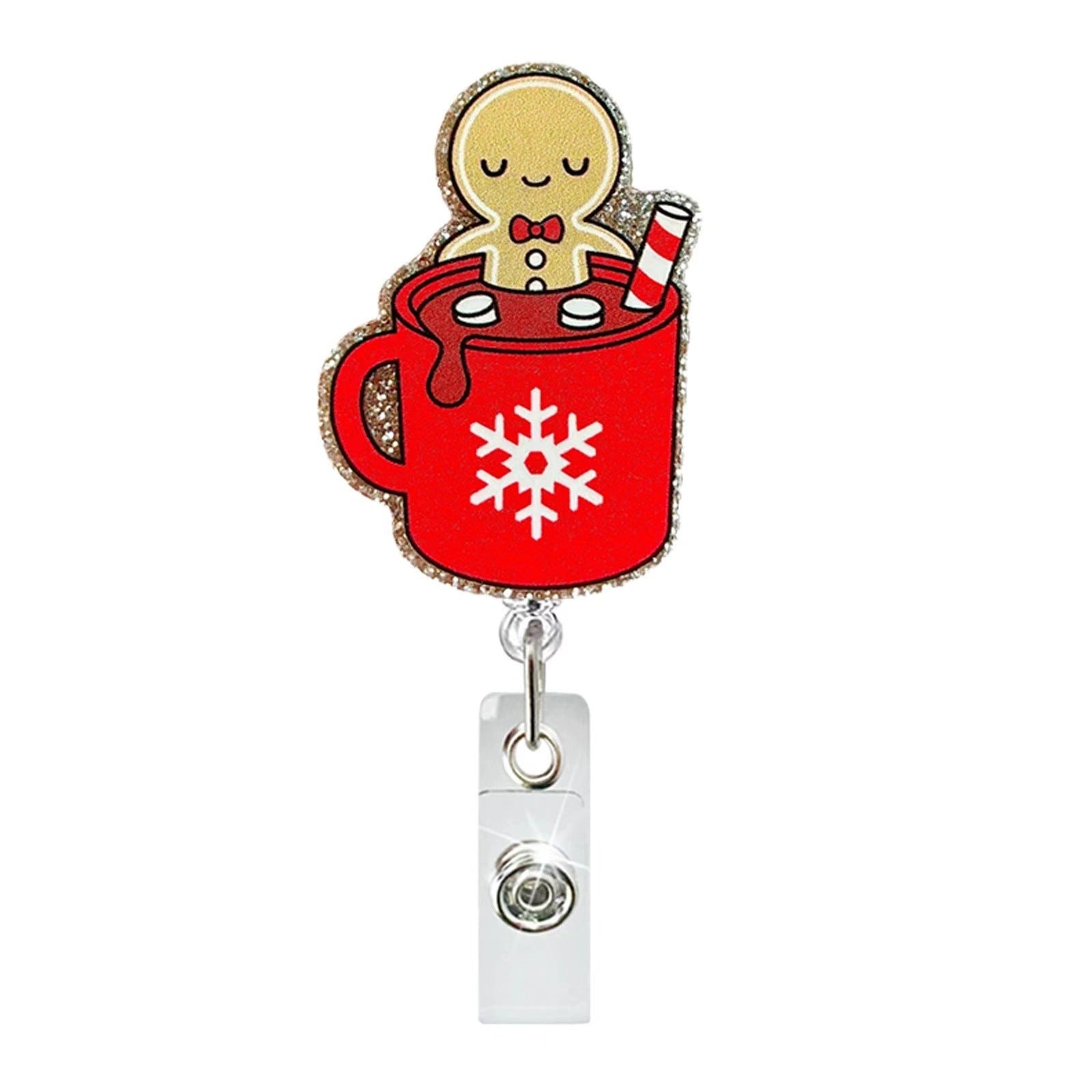 Wholesale Christmas Tree Holiday Glitter Badge Clip Retractable Fun Keychain ACC-KC-LingYu017
