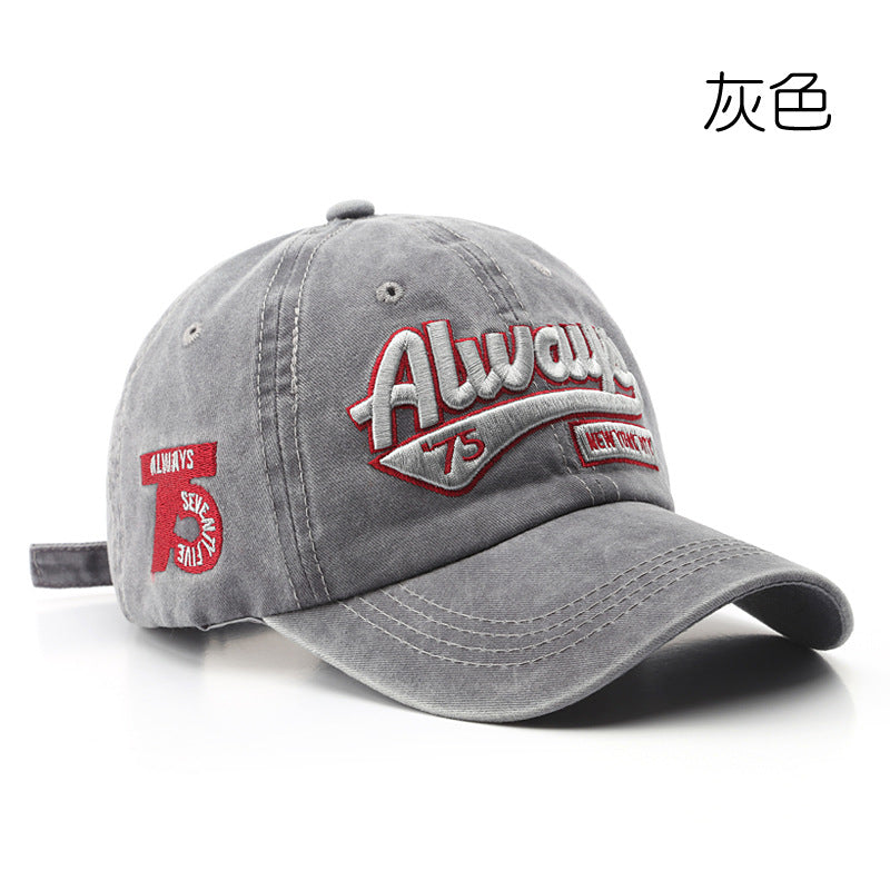 Wholesale Washed Distressed Letter Embroidered Peaked Cap Visor Baseball Cap Hat ACC-HT-TuLa002