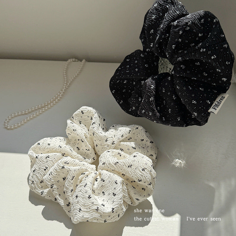 Wholesale  Black and White Floral  Hair Ring Hair Scrunchies