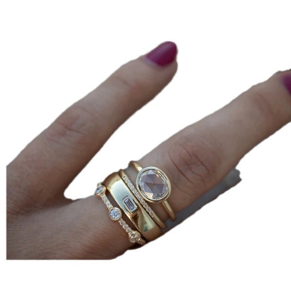 Wholesale zinc alloy gold inlaid zircon ring set