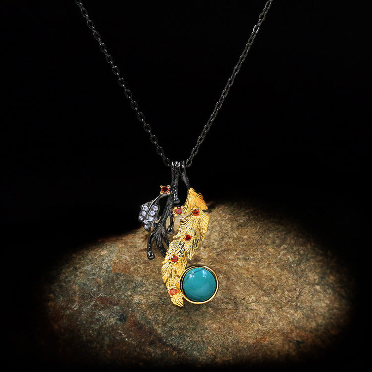 Wholesale  flower series two-color black gold three-piece set ring necklace ear studs