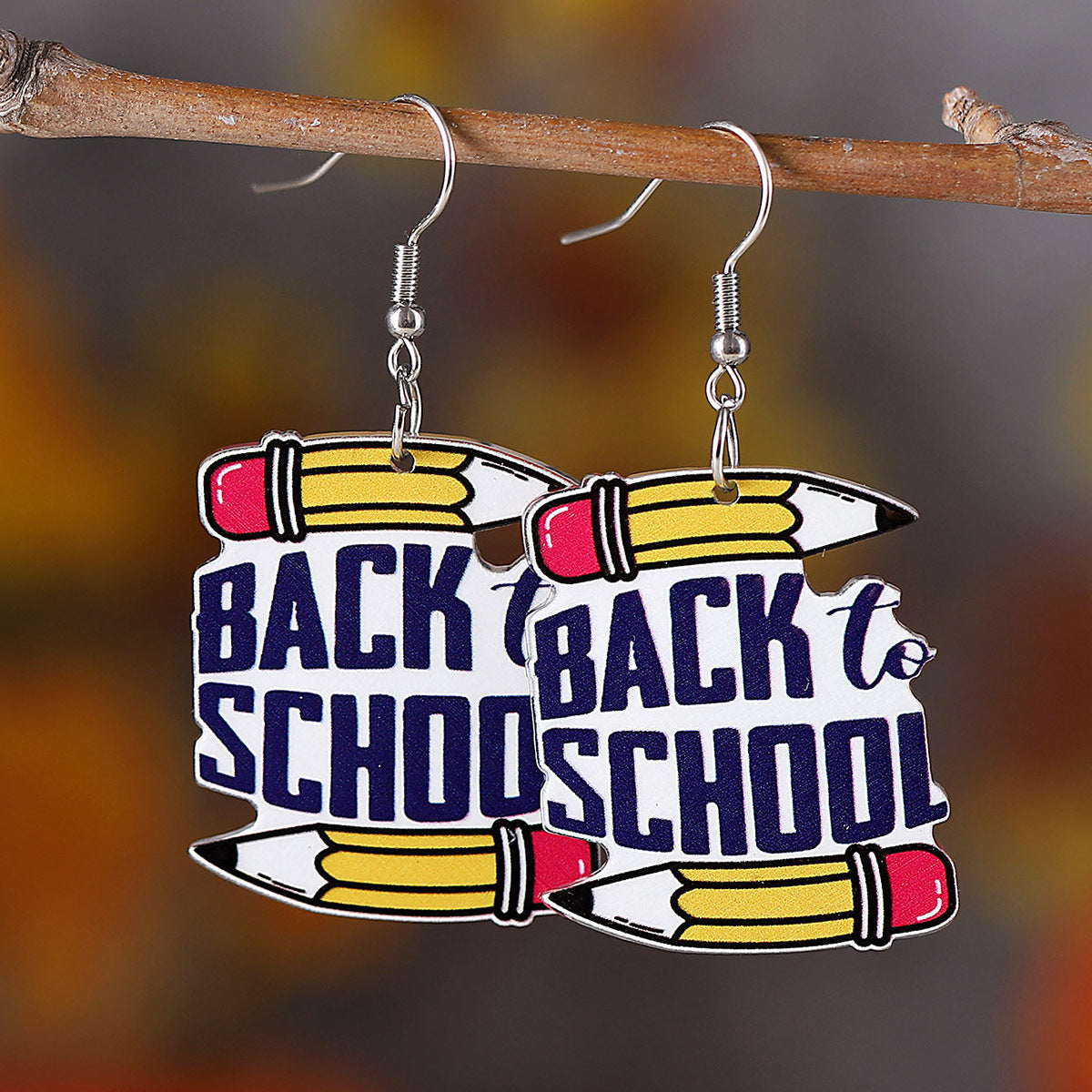 Wholesale School Season Blackboard Pencil Book Pendant Earrings