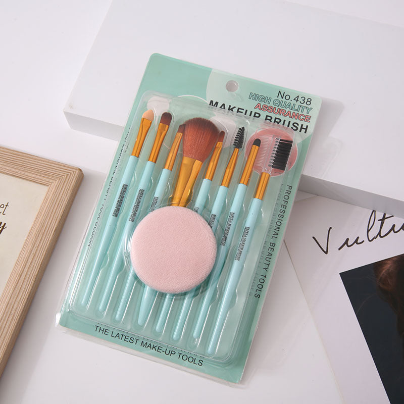 Wholesale 8 Pcs Makeup Brush Set with Powder Puff Fish Tail Portable Makeup Beauty Tools ACC-MB-JiuRan001