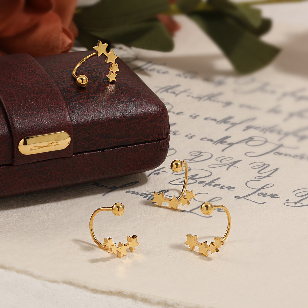 Wholesale Five Corner Star Ear Nail  Titanium Steel Earrings