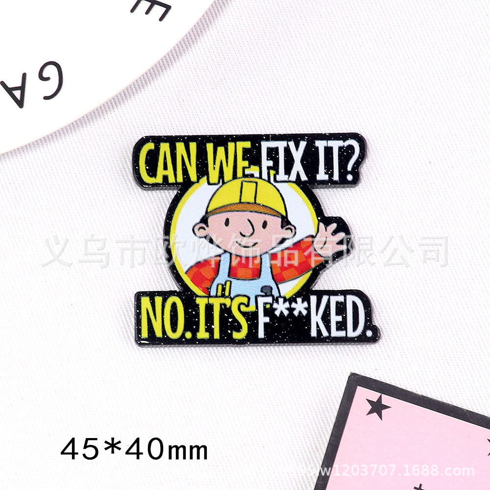 Wholesale 10pcs DIY Flatback cartoon letters cute Acrylic Flatback Badge Reels Retractable Keychain DIY Accessories