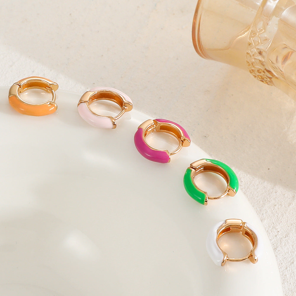 Wholesale  color drop oil C- shaped earrings