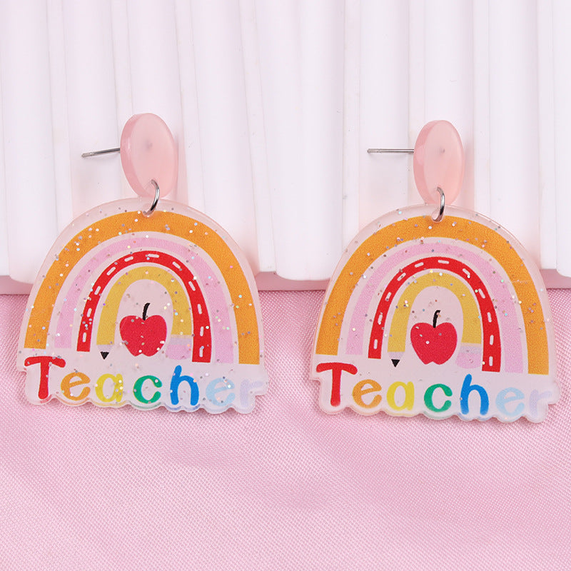 Wholesale Teacher's Day Cartoon Rainbow Acrylic Earrings ACC-ES-DA007