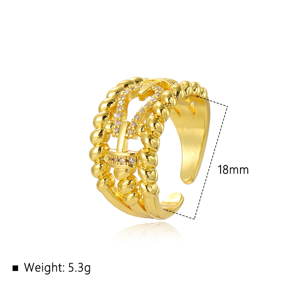 Wholesale Oval rope clasp 18k two-tone plated open ring