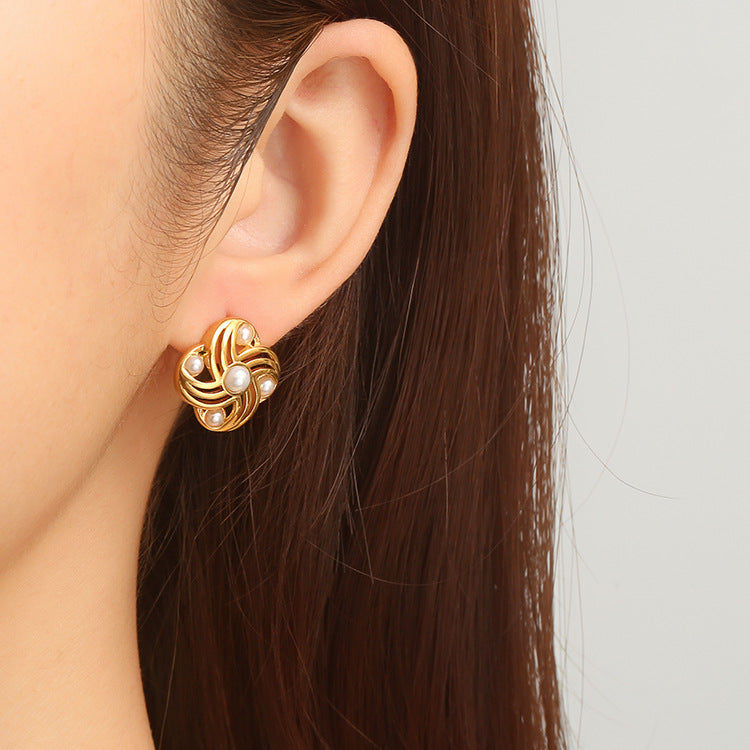 Wholesale Stainless steel pearl earrings