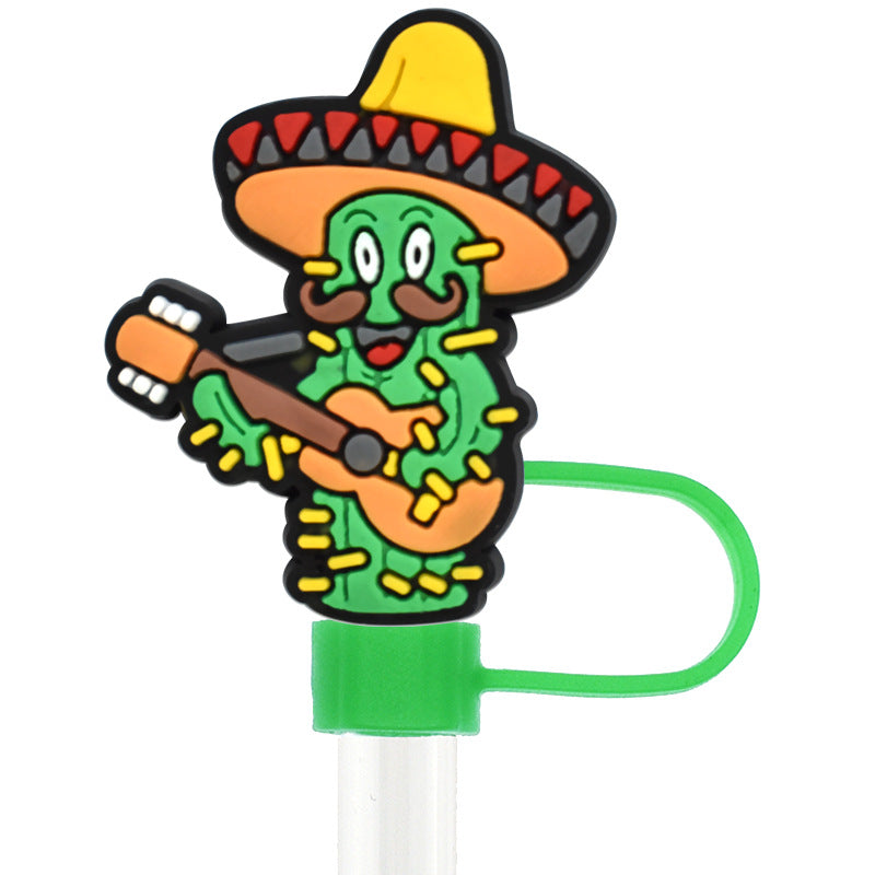 Wholesale Random 100pcs Mexican Style Straw Tube Cap 10mm Soft Glue Straw Decoration Straw Cover ACC-SCR-RYY050