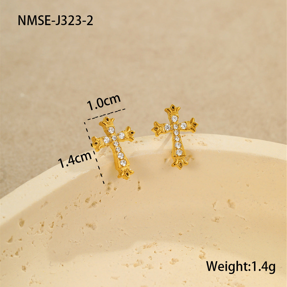 Wholesale Stainless Steel Light Luxury Cross Earrings with Pearls and Zirconia