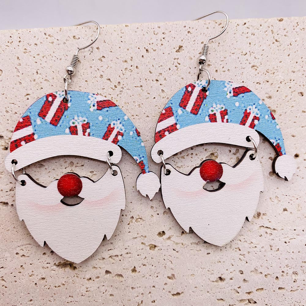 Wholesale Christmas Elk Dwarf Stitching Wooden Earrings ACC-ES-ChenY100