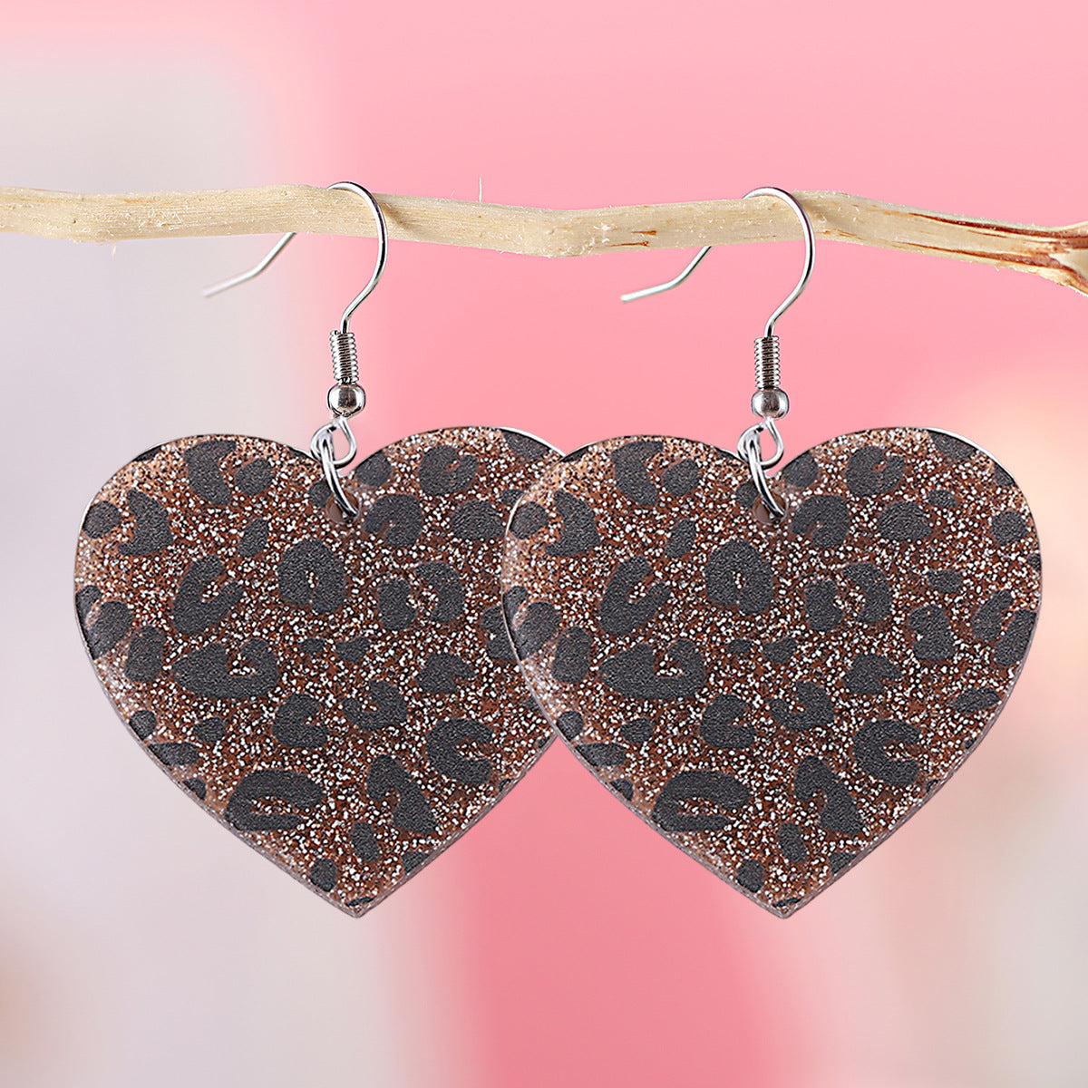 Wholesale  Valentine's Day Love Leopard Sequin Pendant Earrings