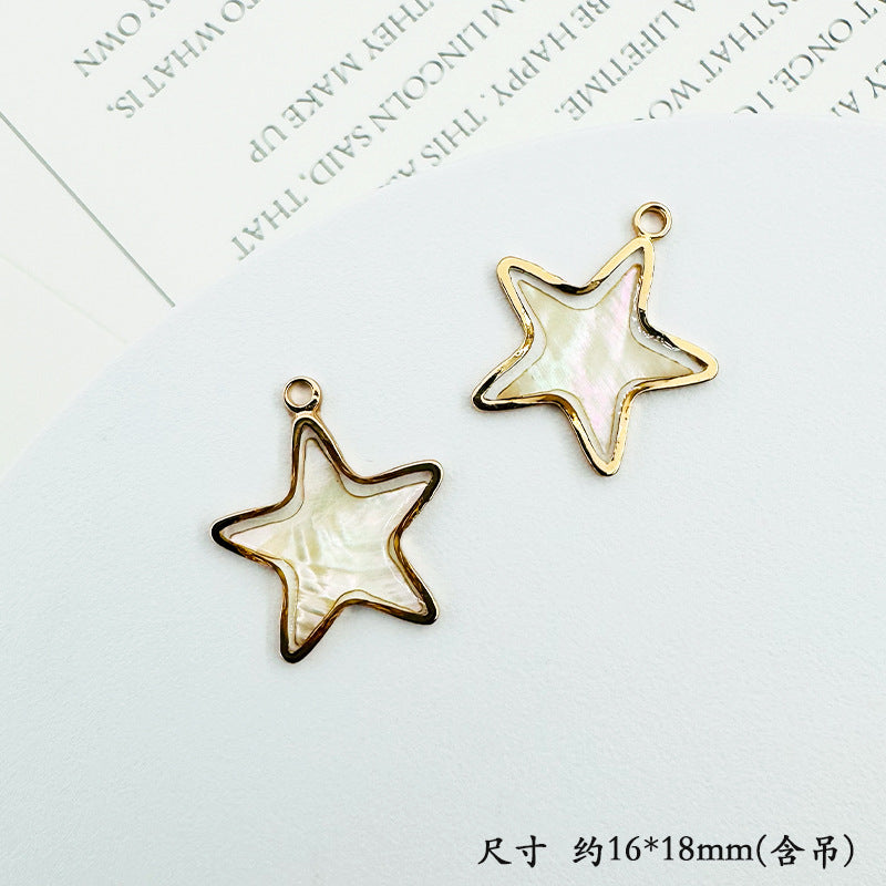 Wholesale Trendy Geometric Shell Pendant Copper Electroplated DIY Jewelry Accessory For Layering Necklaces Boutique Resale