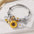 Wholesale  Sunflower Oil Painting Bee Butterfly  Stainless Steel Open Bracelet