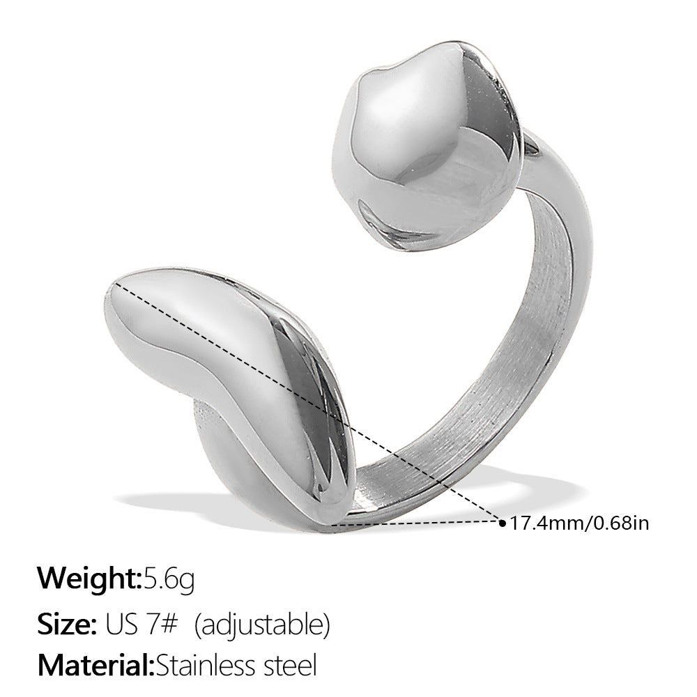 Wholesale  Couple' s Simple Plain Glossy Open Ring Stainless Steel 18K Gold-Plated Versatile Ring