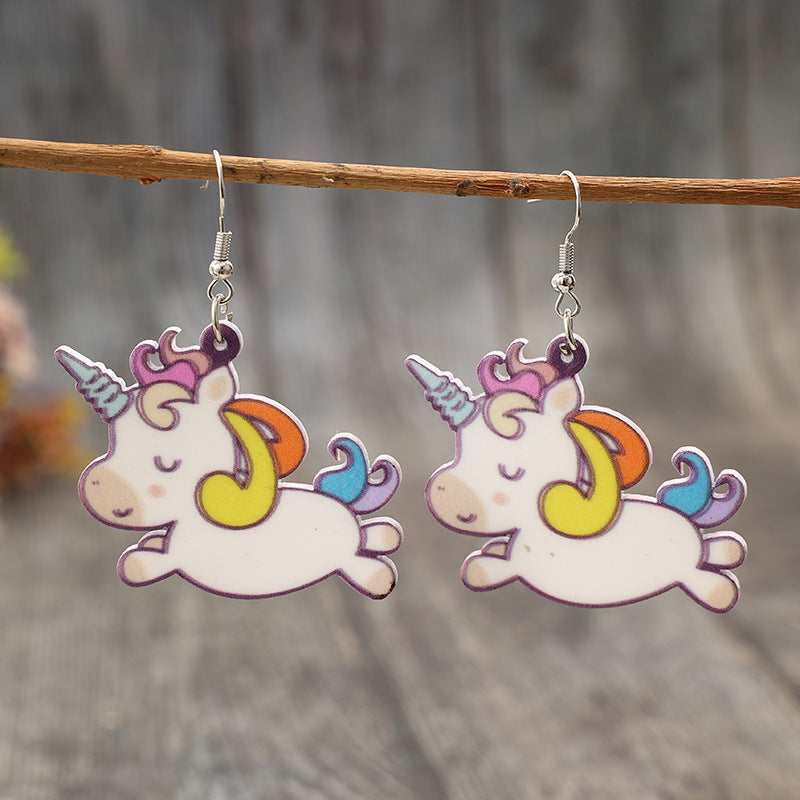 Wholesale Cute Unicorn Acrylic Earrings